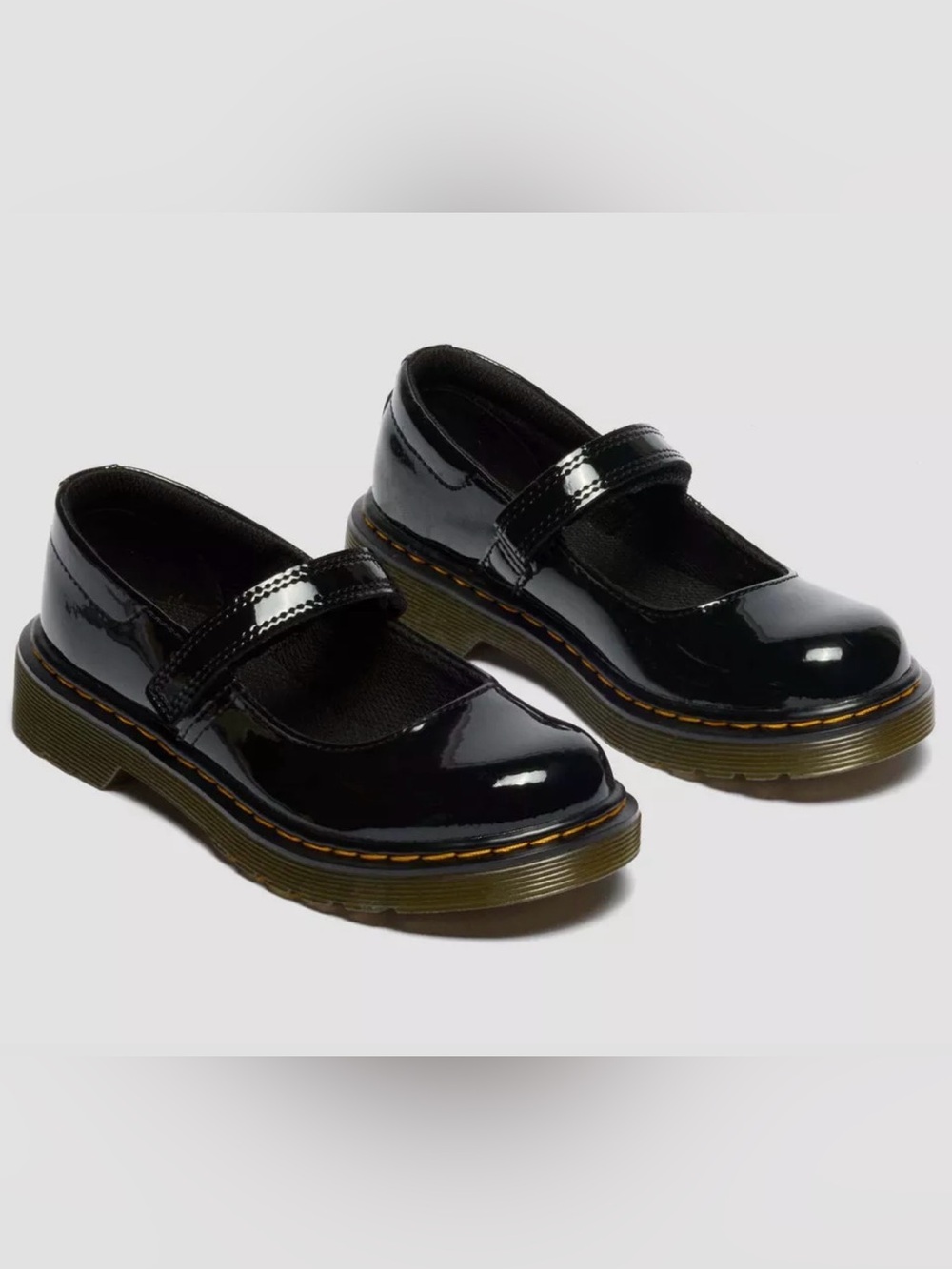 Dr. Martens MACCY PATENT LEATHER MARY JANE SHOES Size 2 Black Macy Hook and Loop
